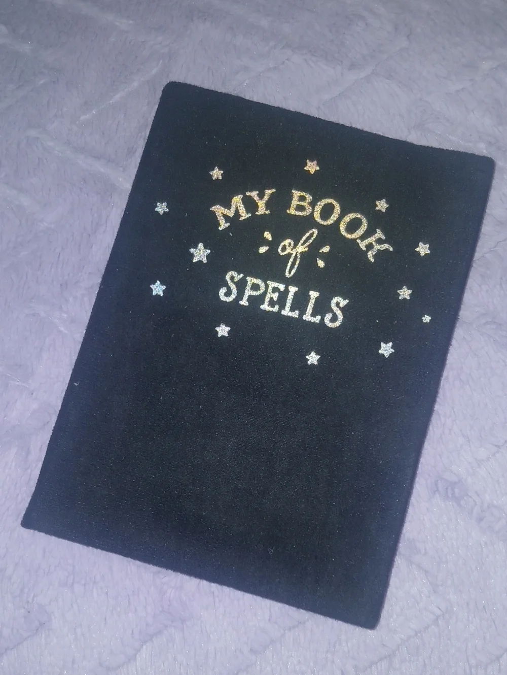 My Book of Spells Velvet Journal/Sketchbook Black with Gold Foil Stars 5x7